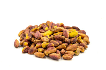 Pistachio kernel isolated on white background. close up
