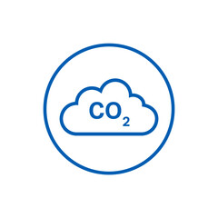 CO2 emissions cloud icon. Simple round blue co2 sky line icon for web and print isolated on white background.