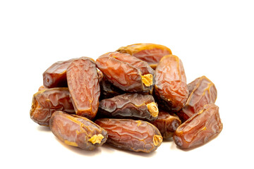 Date fruit isolated on a white background. Ripe date fruit or Medjoul. close up