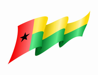 Guinea-Bissau flag wavy abstract background. Vector illustration.