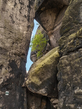 Frienstein in der S&auml;chsischen Schweiz - Felsloch und Felswand