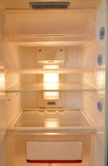 Fototapeta premium empty refrigerator after cleaning and prepare to contain food