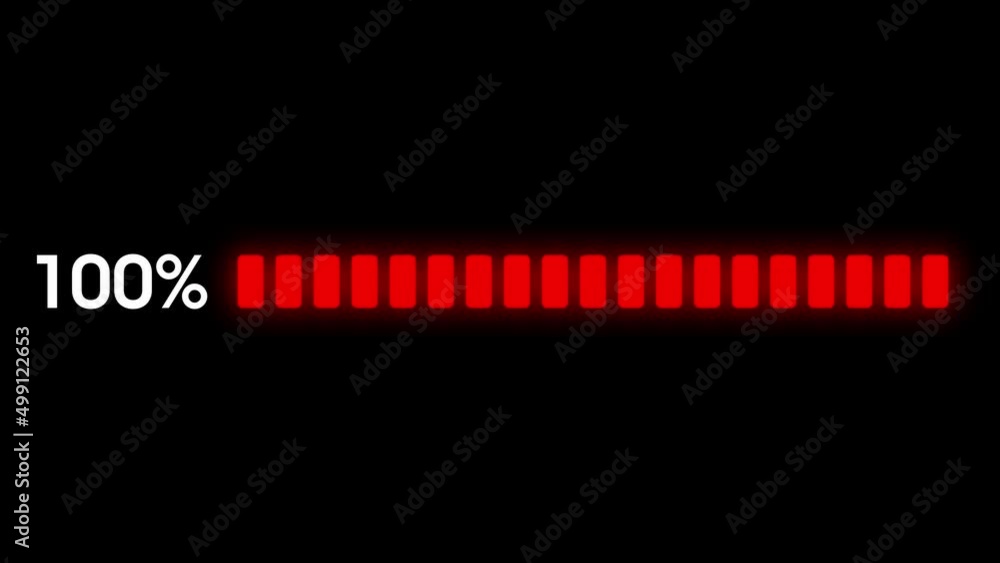 Poster digital scale is filled to 100 percent. loading scale. glowing percentage bars animation