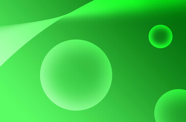 Illustration of Gradient Neon Green Colored 3D Various Sized Spheres 