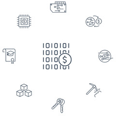 Blockchain icons set . Blockchain pack symbol vector elements for infographic web