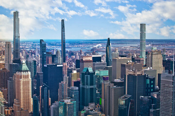 New York City uptown skyline colorful view