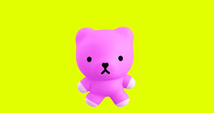 Funny Looped cartoon kawaii Bear character. Cute animation. 4k video
