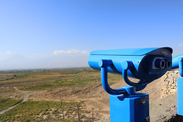 Observation deck with panorama of Mountain Ararat in Armenia