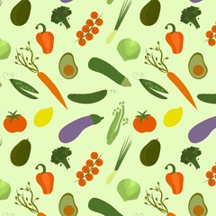 seamless pattern. depicted fresh vegetables. vector