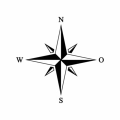 Simple Wind Rose Icon Vector in Retro Style