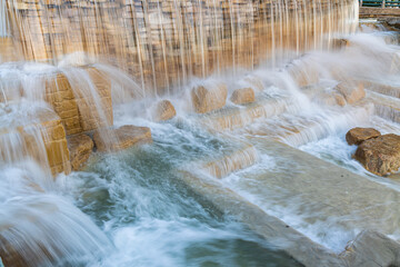 The Hemisfair Park Waterfall, San Antonio, Texas, USA - obrazy, fototapety, plakaty