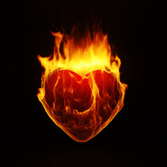Obraz na płótnie Canvas burning symbol heart on black