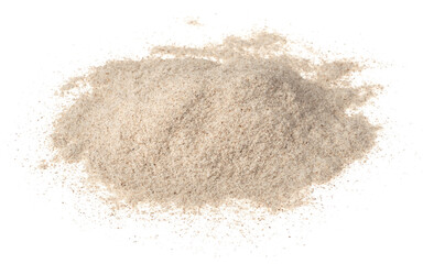 Raw rye flour isolated on white background.