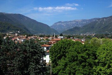 Fototapeta na wymiar Italy, Veneto: View of Monte Grappa from Bassano.