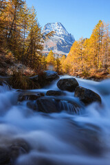 Monte Leone: the highest peak of the Lepontine Alps. photo taken inside the Alpe Veglia - Alpe Devero natural park, during an autumn day, near the village of San Domenico di Varzo,Italy - October 2021