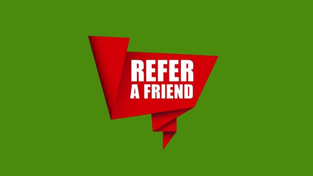 refer a freind origami sign animation.label origami speech bubble.origami tag sign,banner.green screen - chroma key