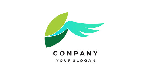natur logo with wings modern concept
