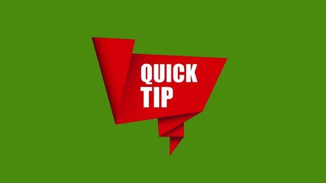 quick tip origami sign animation.label origami speech bubble.origami tag sign,banner.green screen - chroma key