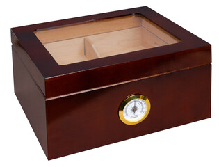 Red Wooden Humidor Cigar Box with Hygrometer