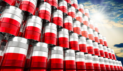 Oil barrels with flag of Poland - 3D illustration