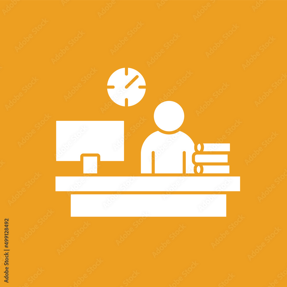 Poster lesson glyph icon. student prepare for school lessons. studying. skills and knowledge.learning conce