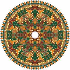 Vector round colored Arabic national ornament. Endless vegetable.Pattern of eastern peoples of Asia, Africa, Persia, Iran, Iraq.
