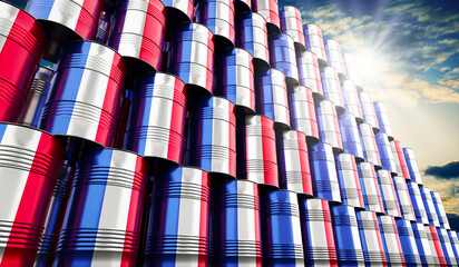 Oil barrels with flag of France - 3D illustration