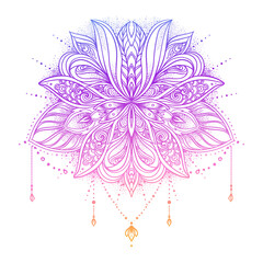 Sacred geometry symbol with all seeing eye in acid colors. Mystic, alchemy, occult concept. Design for indie music cover, t-shirt print, psychedelic poster, flyer. Astrology, esoteric, religion.