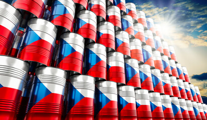 Oil barrels with flag of Czech Republic - 3D illustration