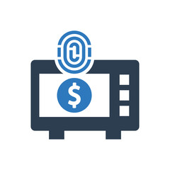 money security locker icon - fingerprint sign symbol