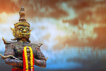 Fototapeta premium Giant Asian god the background, clipping path