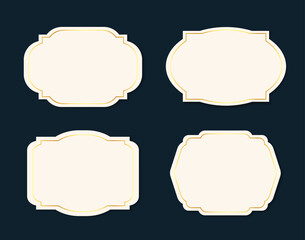 Set of vintage frames. Set of labels with golden outline