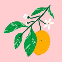 Cute lemon, cartoon vector character