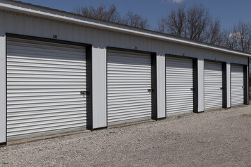 Fototapeta na wymiar Self storage and mini storage garage units.