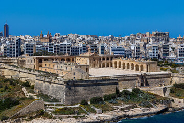 Fototapeta na wymiar Fort Manael island of Malta - European capital Valletta example of Baroque architecture