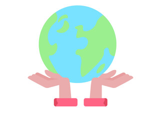 Hand holding world planet earth. Peace, global and ecology. Vector illustration 