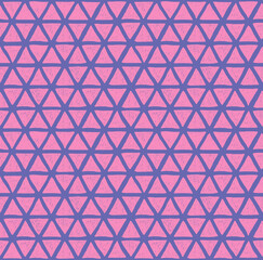 Seamless pattern of drawn pink triangles on a Very Peri background. For fabric, sketchbook, wallpaper, wrapping paper.