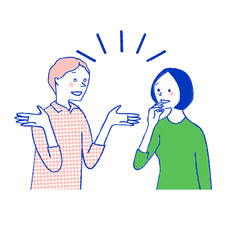 言葉が通じて楽しそうに会話している男女
