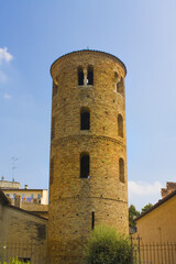 Fototapeta na wymiar Bell tower of Church Santa Maria Maggiore in Ravenna, Italy 