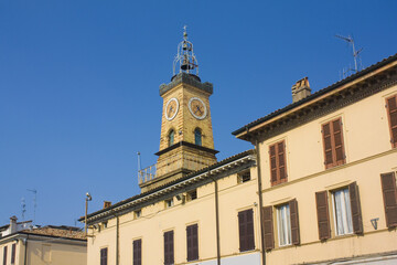 Fototapeta na wymiar Bell tower of Church of Sant Rocco (Chiesa di San Rocco) in Ravenna, Italy