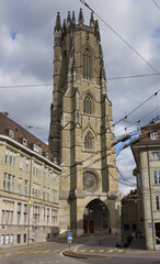 Beautiful Saint Nicolas Cathedral in the city of Fribourg