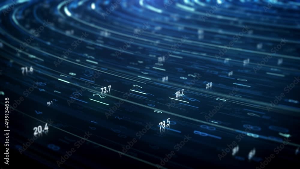 Poster big data digital business hitech background/ 4k animation of an abstract wallpaper big data business