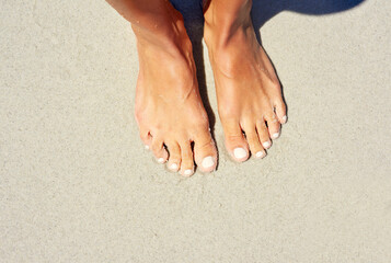 Happy feet at the beach. Cropped shot of a womans feet at the beach.