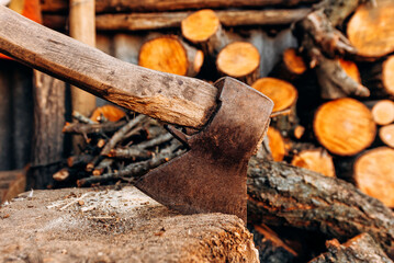 axe and firewood