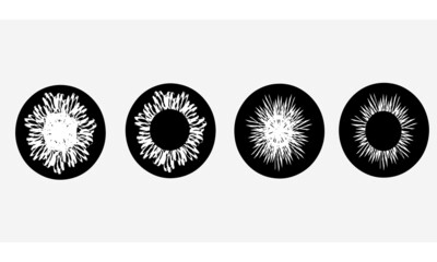 Sunflower, sun, icon, patterned circles, abstract, geometry, vector