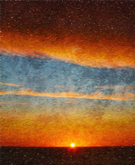 Watercolor and oil painting nature landscape, famous travel and touristic place, outdoor vacation trend print for poster, paper, textile or canvas. Modern fine arts design wallpaper. Wall art drawing