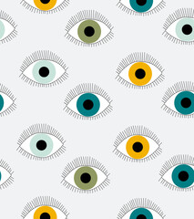 Seamless pattern with stylized eyes. Magic, esoteric theme, vector