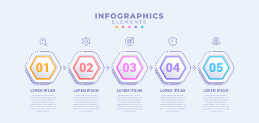 Business infographic template with five options