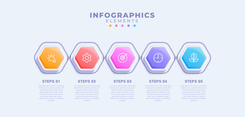 Business infographic template with five options