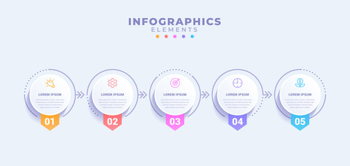 Business infographic template with five options